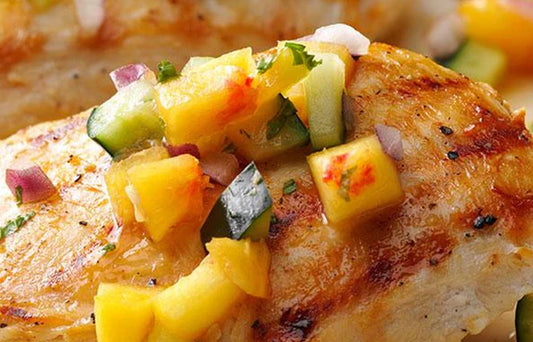 Chicken with Cucumber Melon Relish