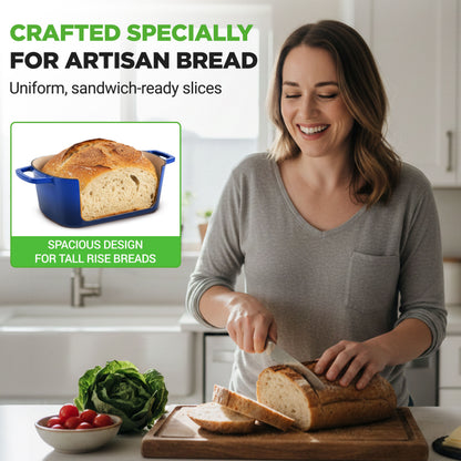 Nutrichef 3.6Qt Enamel-Coated Cast Iron Dutch Oven With Lid Silicone Gloves Perfect For Baking Braising Roasting And Stewing (Blue) - NCCIEDO3BL
