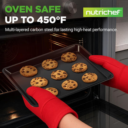 2-Piece Nonstick Cookie Sheets Durable Carbon Steel Easy Clean