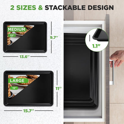 2-Piece Nonstick Cookie Sheets Durable Carbon Steel Easy Clean