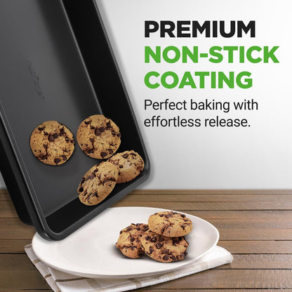 2-Piece Nonstick Cookie Sheets Durable Carbon Steel Easy Clean