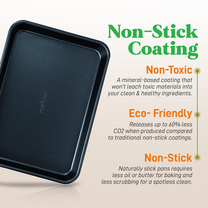 Non-Stick Baking Pans Set Easy Clean Carbon Steel Blue