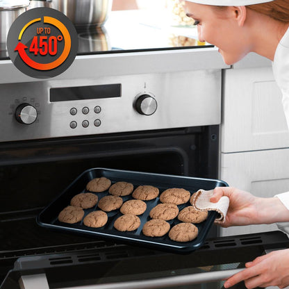 Non-Stick Baking Pans Set Easy Clean Carbon Steel Blue