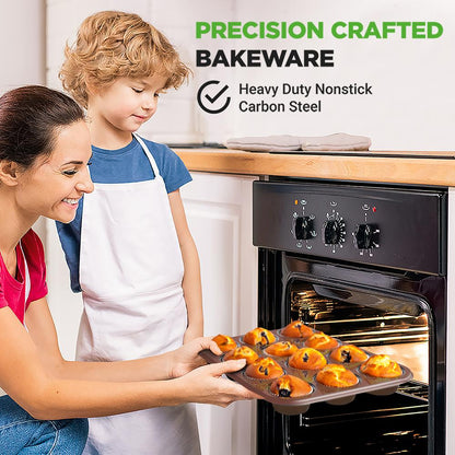NutriChef 12‑Cup Nonstick Carbon‑Steel Muffin Pans – Set of 2 NC2TRCP3