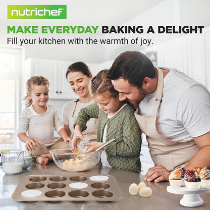 NutriChef 12‑Cup Nonstick Carbon‑Steel Muffin Pans – Set of 2 NC2TRCP3