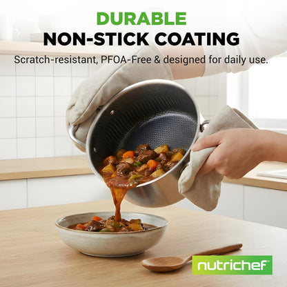 NutriChef 5 Qt Tri‑Ply Stainless Steel Stew Pot with Glass Lid – Nonstick

 NC3PCAS