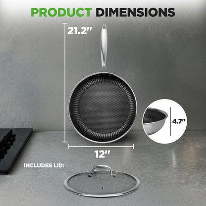 Stainless Steel Stir Fry Pan with Lid NC3PL12