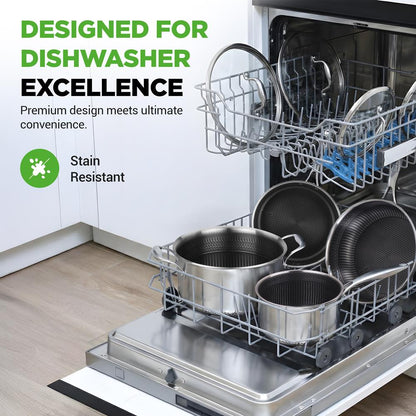 NutriChef 8‑Piece Tri‑Ply Stainless Steel Cookware Set  — Nonstick, Scratch-Resistant, Even-Heat
 NC3PLY8Z