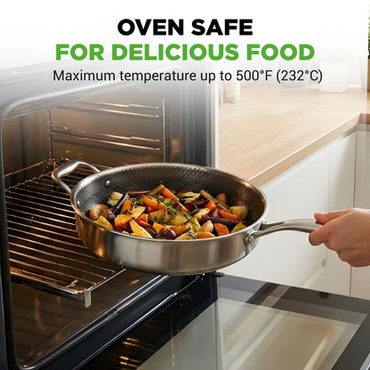 NutriChef 3.4 Qt Nonstick Tri‑Ply Stainless Steel Jumbo Cooker with Lid — Scratch‑Resistant, Even‑Heat
 NC3PSAUC