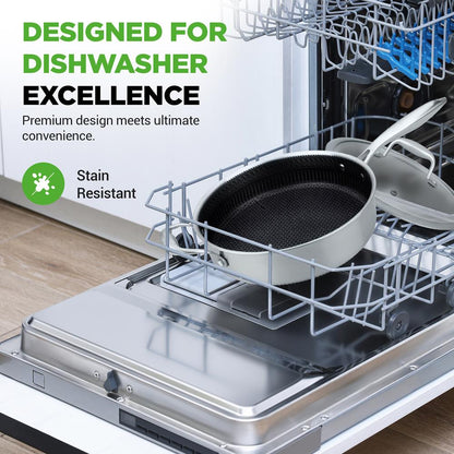 NutriChef 3.4 Qt Nonstick Tri‑Ply Stainless Steel Jumbo Cooker with Lid — Scratch‑Resistant, Even‑Heat
 NC3PSAUC