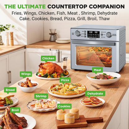 NutriChef 26 L Countertop Air Fryer Oven – Rotisserie, 10 Digital Presets, 1700 Watts NCAFS26A