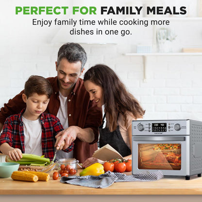 NutriChef 26 L Countertop Air Fryer Oven – Rotisserie, 10 Digital Presets, 1700 Watts NCAFS26A