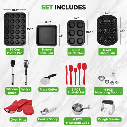 NutriChef 42‑Piece Nonstick Bakeware Set – Pans, Sheets, Utensils & Mitts NCBBS40