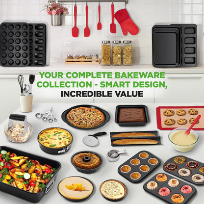 NutriChef 42‑Piece Nonstick Bakeware Set – Pans, Sheets, Utensils & Mitts NCBBS40
