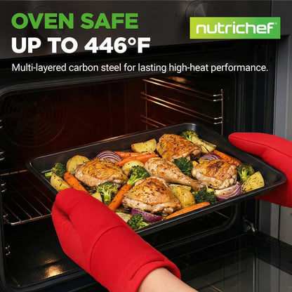 NutriChef 6‑Piece Nonstick Carbon Steel Bakeware Pan Set – Black
 NCBK6BK