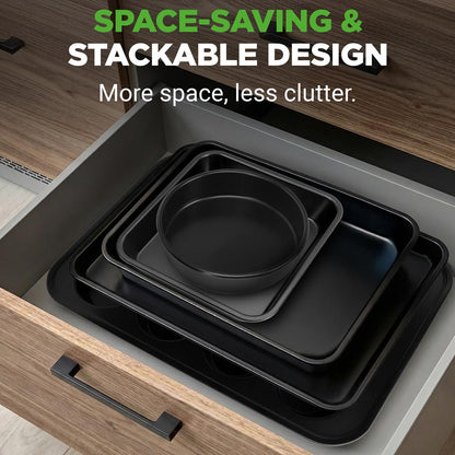 NutriChef 6‑Piece Nonstick Carbon Steel Bakeware Pan Set – Black
 NCBK6BK