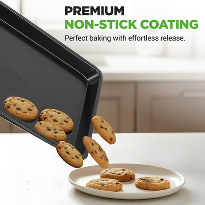 NutriChef 6‑Piece Nonstick Carbon Steel Bakeware Pan Set – Black
 NCBK6BK