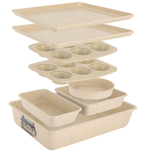 NutriChef 8-Piece Carbon Steel Nonstick Bakeware Pan Set – Stackable NCBKSTK11
