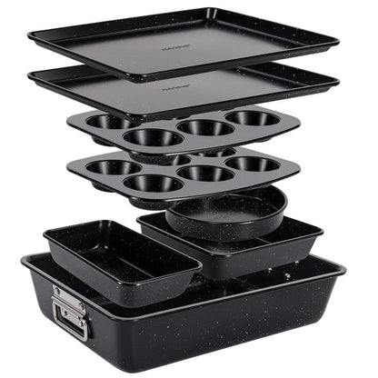 NutriChef 8-Piece Stackable Nonstick Carbon Steel Bakeware Pan Set NCBKSTK13