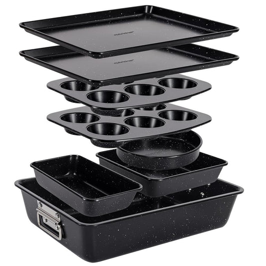 NutriChef 8-Piece Stackable Nonstick Carbon Steel Bakeware Pan Set NCBKSTK13