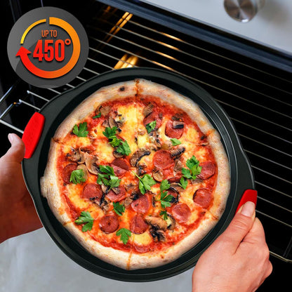 Set of 4 Nonstick Pizza Tray with Handle NCBPIZ1X4