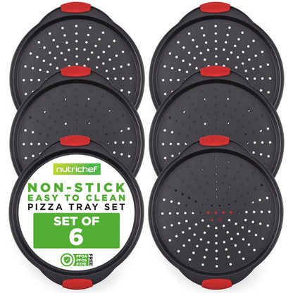 Set of 6 Nonstick Pizza Tray with Handle NCBPIZ1X6