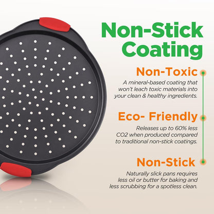 Set of 6 Nonstick Pizza Tray with Handle NCBPIZ1X6