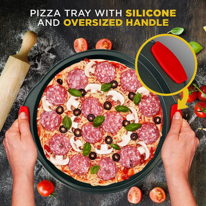 Set of 6 Nonstick Pizza Tray with Handle NCBPIZ1X6