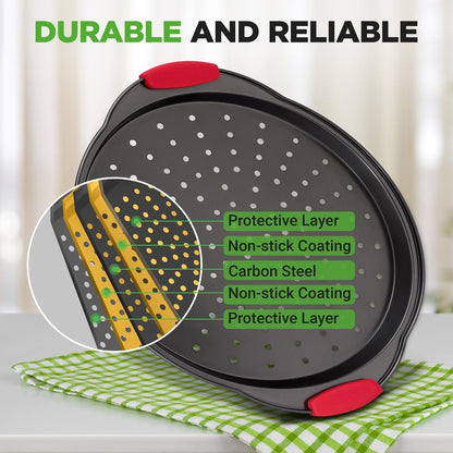 Nonstick Pizza Tray with Handle NCBPIZ1