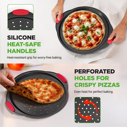Nonstick Pizza Tray with Handle NCBPIZ1