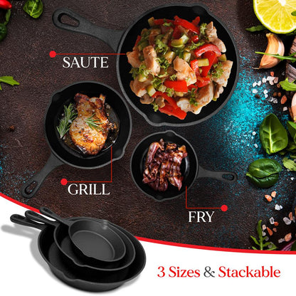 Cast Iron Skillet Pan Set NCCI76
