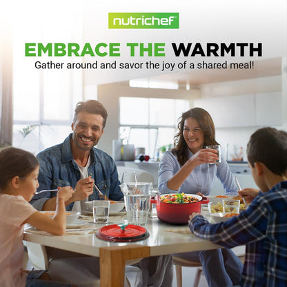 NutriChef 5-Quart Enameled Cast Iron Dutch Oven – Red NCCIEC45