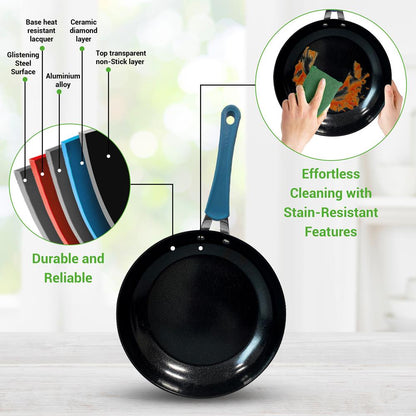 NutriChef 11-Piece Non-Stick Cookware Set – Diamond Pattern Pots & Pans with Lids & Utensils NCCW11BD