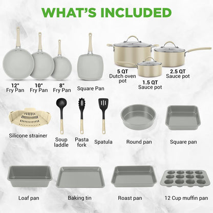 NutriChef 20-Piece Nonstick Cookware and Bakeware Set - Pots, Pans and Utensils - Blue NCCW20SBG