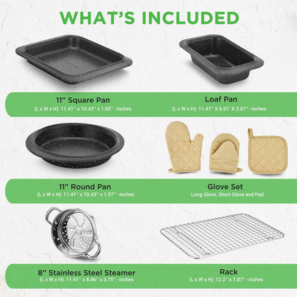 NutriChef 22-Piece Nonstick Cookware, Bakeware & Utensil Set – Black
 NCCW22BLK