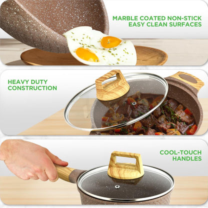NutriChef 22-Piece Nonstick Cookware, Bakeware & Utensil Set – Brown 
 NCCW22MAR