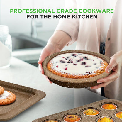 NutriChef 22-Piece Nonstick Cookware, Bakeware & Utensil Set – Brown 
 NCCW22MAR