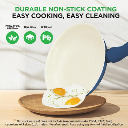 NutriChef 54 Piece Complete Kitchen Set - Nonstick Cookware, Bakeware, Utensils, Knives and Gadgets in Blue NCCW54GRA