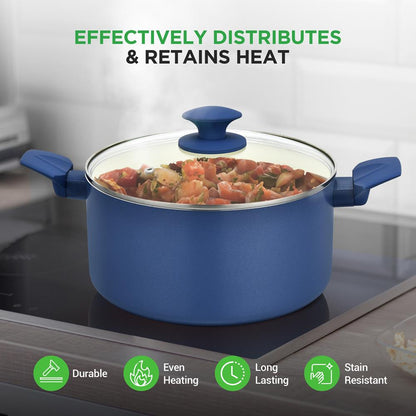 NutriChef 54 Piece Complete Kitchen Set - Nonstick Cookware, Bakeware, Utensils, Knives and Gadgets in Blue NCCW54GRA