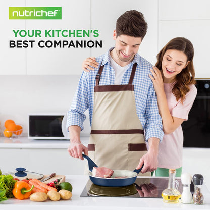NutriChef 54 Piece Complete Kitchen Set - Nonstick Cookware, Bakeware, Utensils, Knives and Gadgets in Blue NCCW54GRA