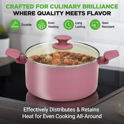 NutriChef 54‑Piece Nonstick Ceramic Kitchen Set – Cookware, Bakeware & Utensils, Pink  NCCW54PNK