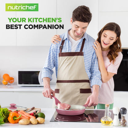 NutriChef 54‑Piece Nonstick Ceramic Kitchen Set – Cookware, Bakeware & Utensils, Pink  NCCW54PNK