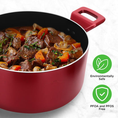 NutriChef 13-Piece Nonstick Cookware Set – Pots, Pans & Utensils, Cool-Touch Handles NCCWA13RD