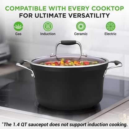 NutriChef 14‑Piece Copper Nonstick Cookware Set with Utensils – Hard‑Anodized Pots & Pans NCCWALN14