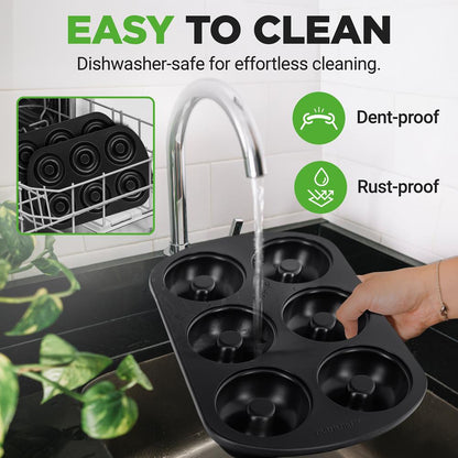 NutriChef 2-Pack Nonstick Donut Pans – 6-Cavity Carbon Steel Baking Molds NCDP2LGBK
