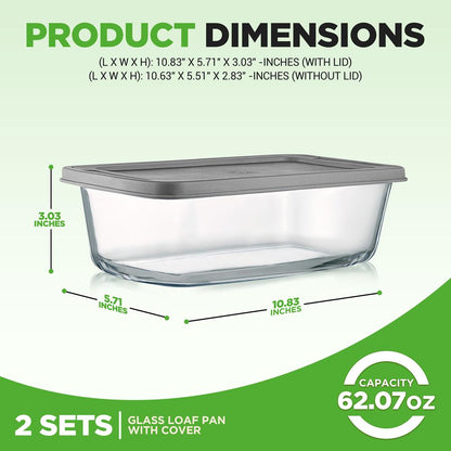 Superior Glass Loaf Pan With Cover NCGL2LO