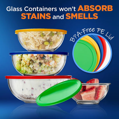 Superior Glass Mixing Bowls with PE Lids NCGL4MXG