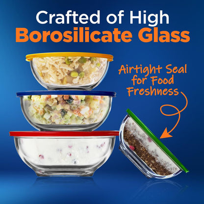 Superior Glass Mixing Bowls with PE Lids NCGL4MXG