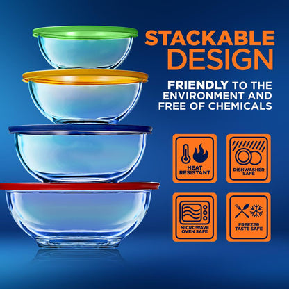 Superior Glass Mixing Bowls with PE Lids NCGL4MXG