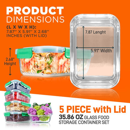 High Borosilicate Glass Food Container NCGL5WV